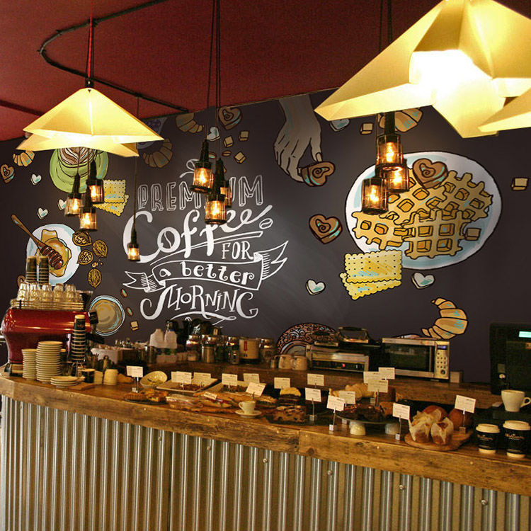汉堡披萨西餐厅咖啡厅下午茶冷饮小吃店形象墙壁纸壁画 - 美篇